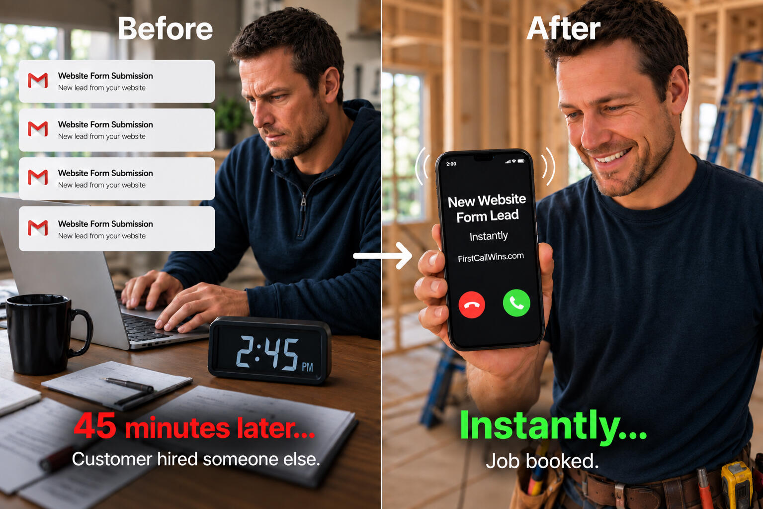 First Call Wins - Before and after